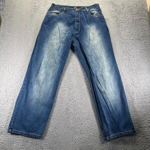 Vintage Cube Jeans Mens 36x32 Blue Cotton Denim Straight Baggy Workwear Faded